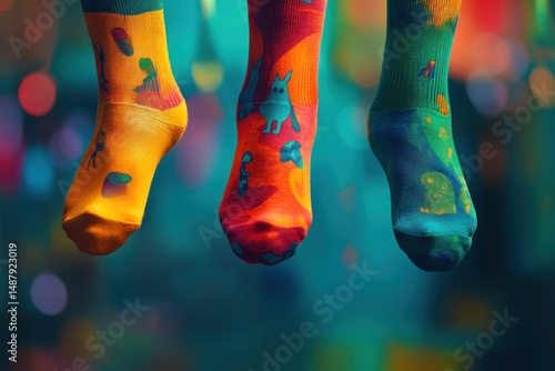 Obraz na płótnie Colorful patterned socks w salonie