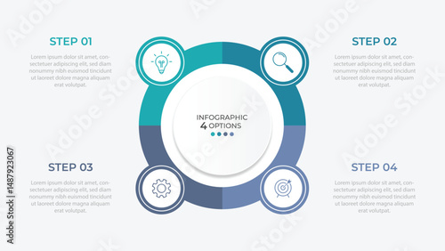 Vector infographic label design with circle infographic template design and 4-5-6 options or steps. Can be used for process diagram, presentations, workflow layout, banner, flow chart, info graph