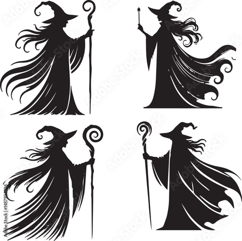 Black Vector Wizard Illustration