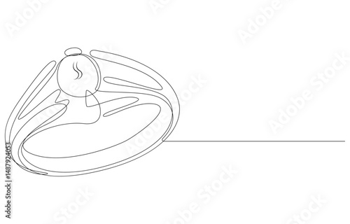 Wedding ring line art style,wedding ring one Continuous line drawing