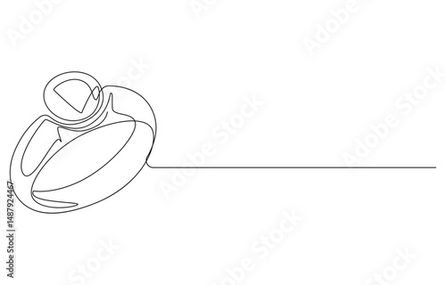 Wedding ring line art style,wedding ring one Continuous line drawing