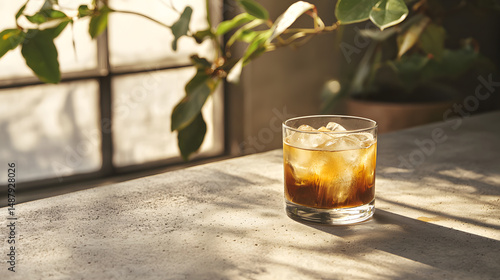 Wallpaper Mural Cozy flat lay of iced coffee at caf warm light lifestyle branding inviting environment Torontodigital.ca