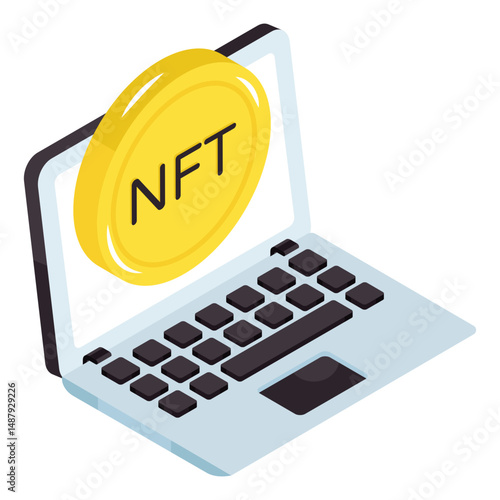 Vector design of nft, non fungible token 