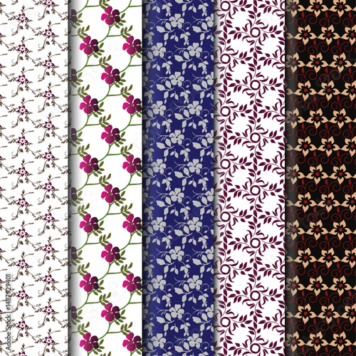 Minimalist Botanical Bloom Repeat Pattern for Fabric Design .