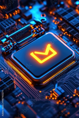 Obraz na płótnie Email symbol on a circuit board w salonie