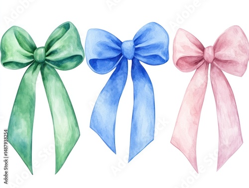 Obraz na płótnie Three watercolor bows w salonie