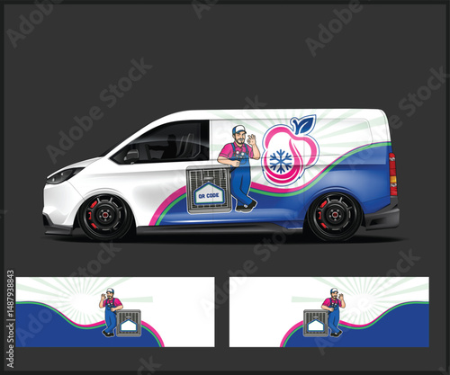 Air Conditioning Repair Van Wrap Design Template