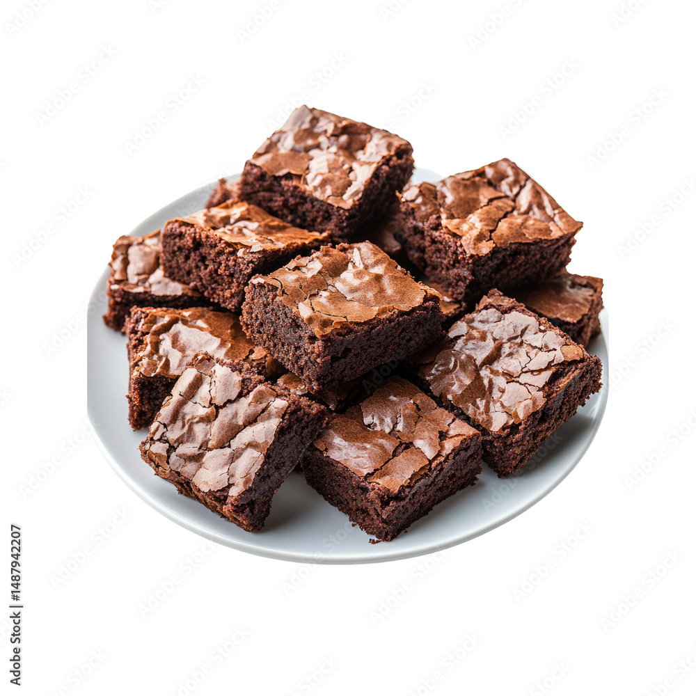 Delicious Chocolate Brownies on a White Plate Delicious Chocolate Brownies on a White Plate