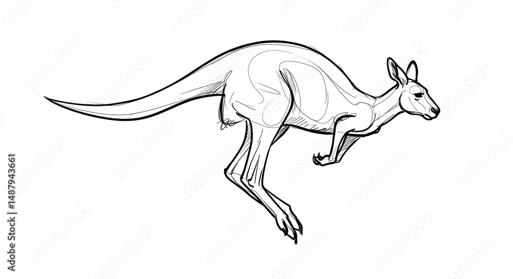 Fototapeta premium Kangaroo line art illustration