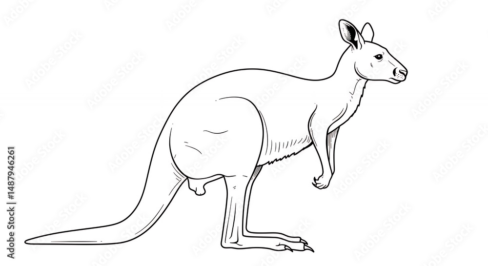 Fototapeta premium Line drawing kangaroo illustration