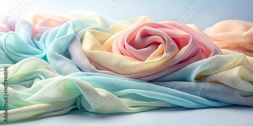 Soft pastel fabric flow creates a harmonious blend of colors in a serene abstract composition, soft fabrics, calming scene