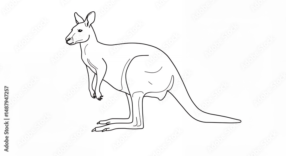 Fototapeta premium Line drawing of a kangaroo