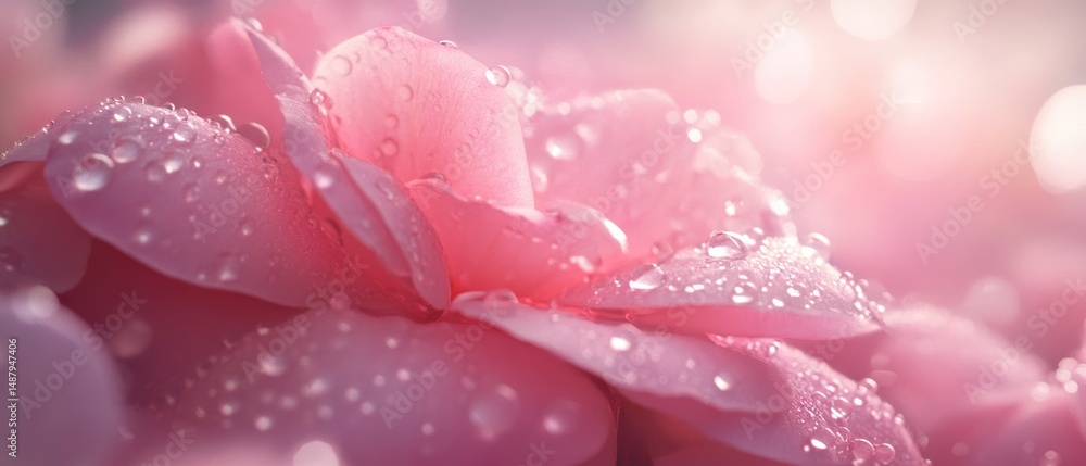 Close up of a wet pink rose