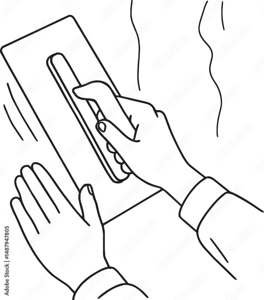 Plestering Wall with trowel vector Plestering Wall with trowel vector