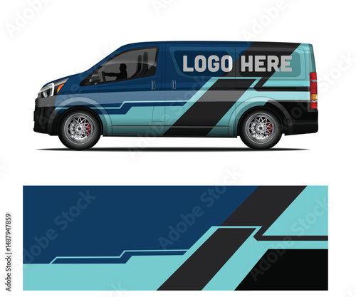 Modern Blue and Teal Van Wrap Design Template