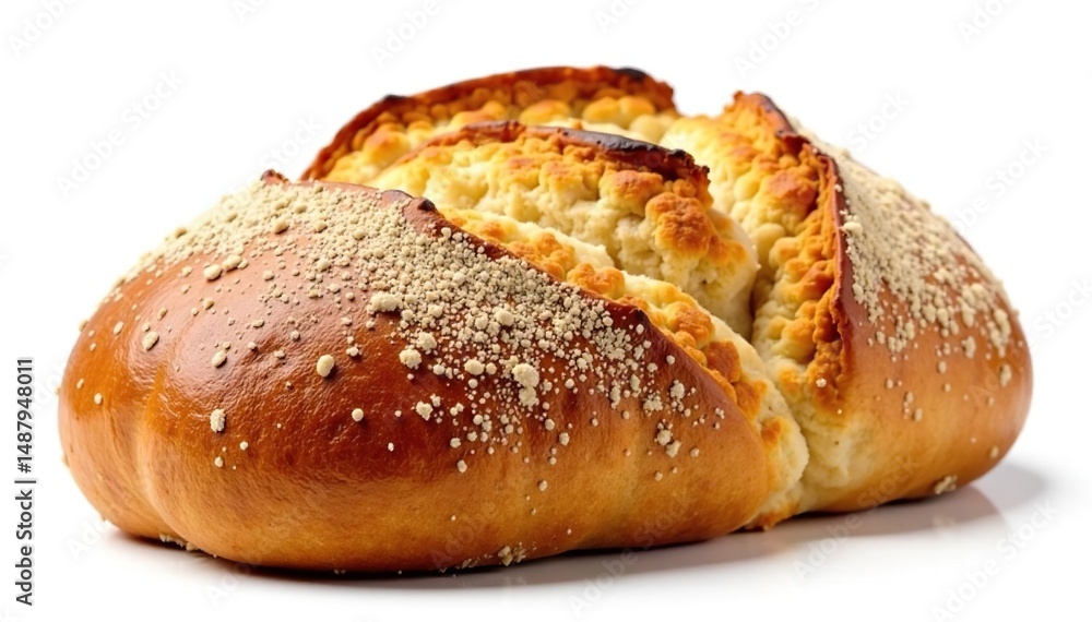 Artisanal Italian bread loaf isolated on white, loaf, baking, white Artisanal Italian bread loaf isolated on white, loaf, baking, white