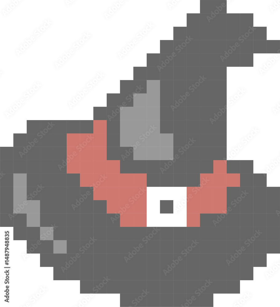 Obraz premium halloween witch magician hat 8bit pixel art, flat icon design png illustration