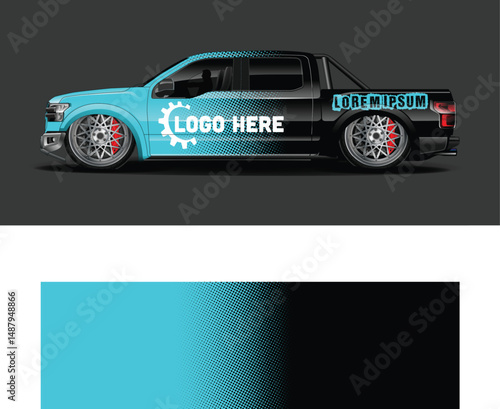 Customizable Truck Wrap Design Template Turquoise Black