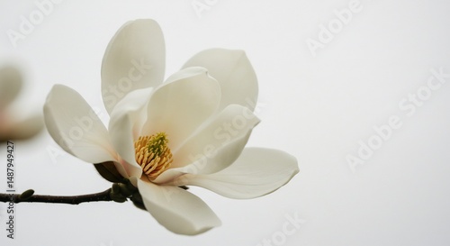 白く輝く木蓮の花びら 柔らかな光に包まれて. AI Generated