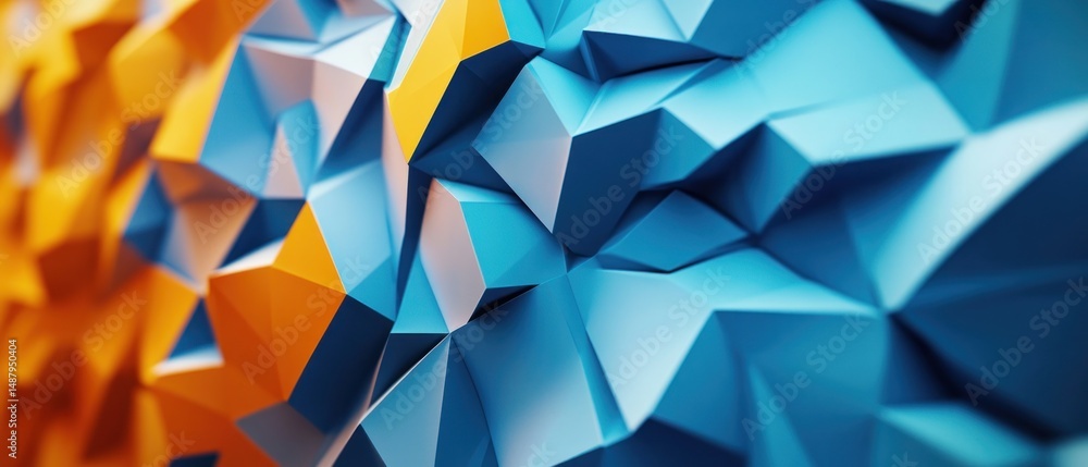 Fototapeta premium Abstract geometric shapes in orange and blue
