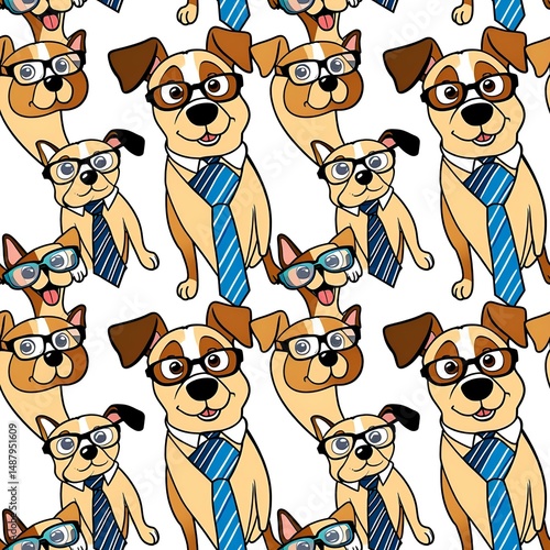 cartoon dogs wearing glasses and ties