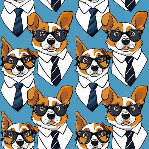 cartoon dogs wearing glasses and ties