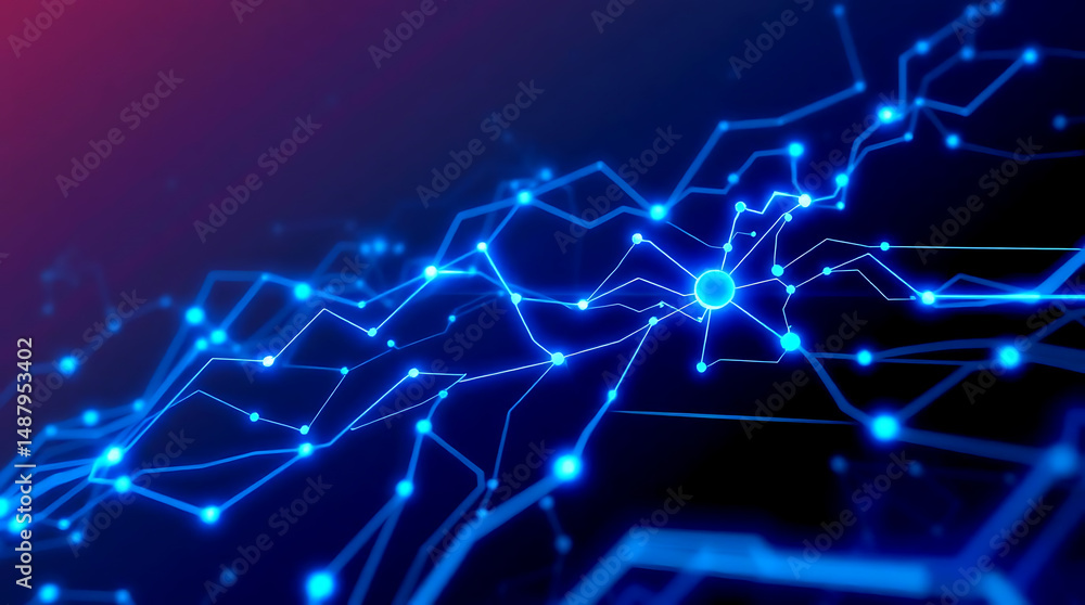 Obraz premium Futuristic digital interface with AI and neural network visualization background