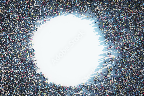 crowd of people around a circle