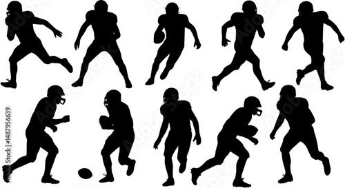 various football players in silhouette vectors
