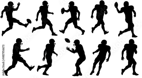 various football players in silhouette vectors
