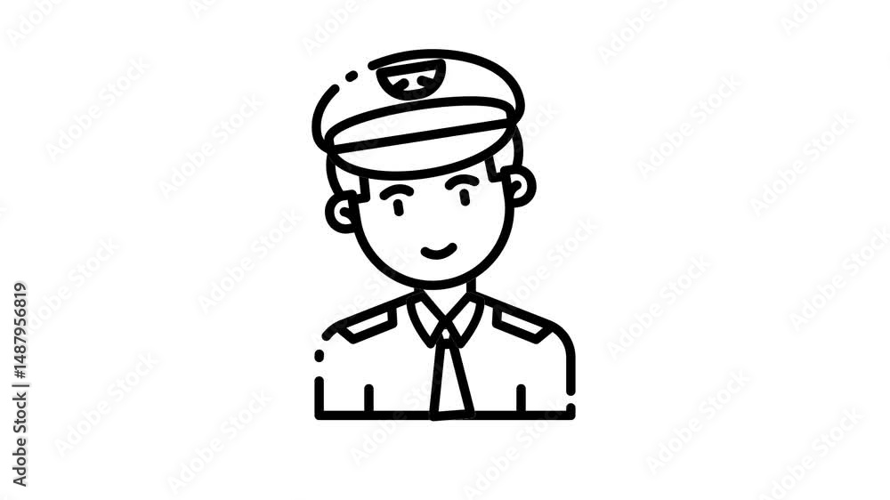 Travel Pilot Line Icon motion graphic animation with alpha channel Travel Pilot Line Icon motion graphic animation with alpha channel