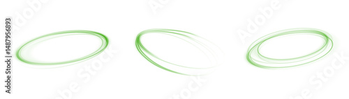 Green glowing circle swirl on white background.   Futuristic colorful pedestal, podium, platform. Vector PNG.