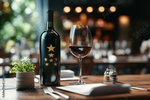 Obraz na płótnie Wine bottle on a restaurant table w salonie