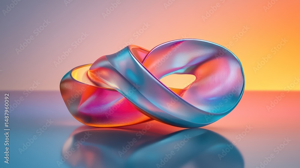Abstract 3 d shapes with iridescent colors