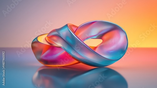 Abstract 3 d shapes with iridescent colors