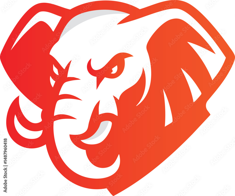 Fototapeta premium Elephant Mascot Red Logo