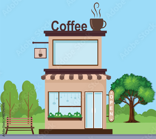 Coffee shop near garden