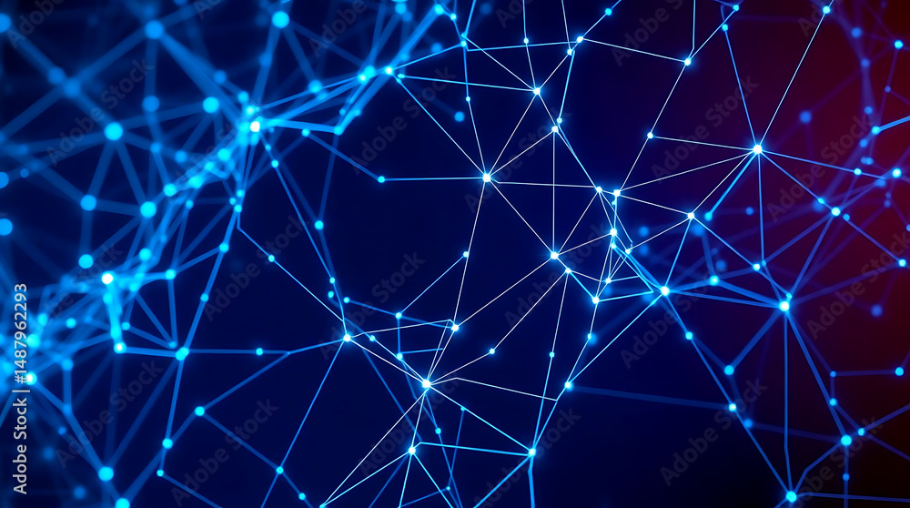 Fototapeta premium Futuristic digital interface with AI and neural network visualization background