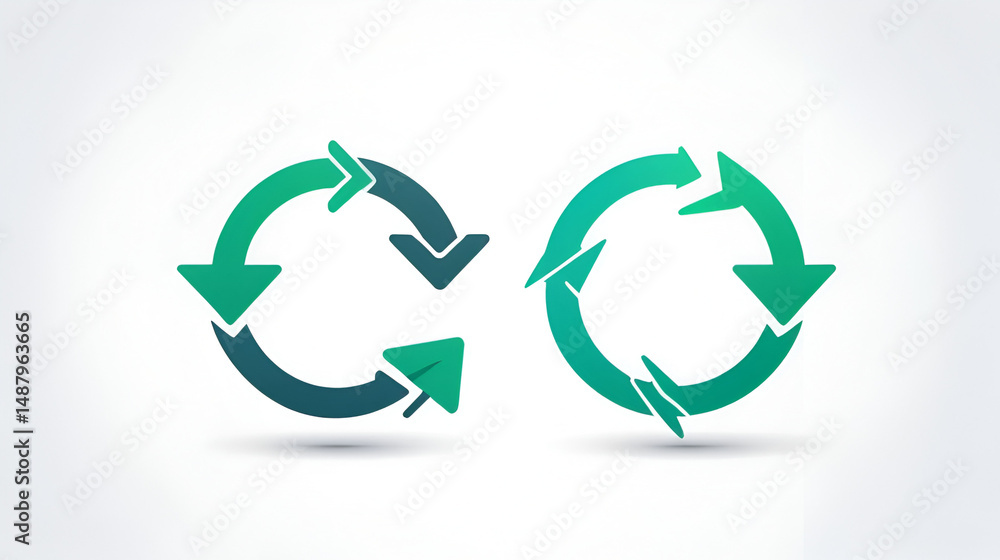 Two arrow spin icon template. Recycle round, circle refresh or restart, thin line symbol on white background Two arrow spin icon template. Recycle round, circle refresh or restart, thin line symbol on white background