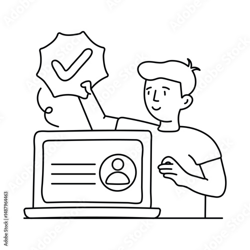 Verified Merchant vector outline illustrations. EPS 10 file