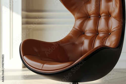 Obraz na płótnie Brown leather egg chair in a stylish room w salonie