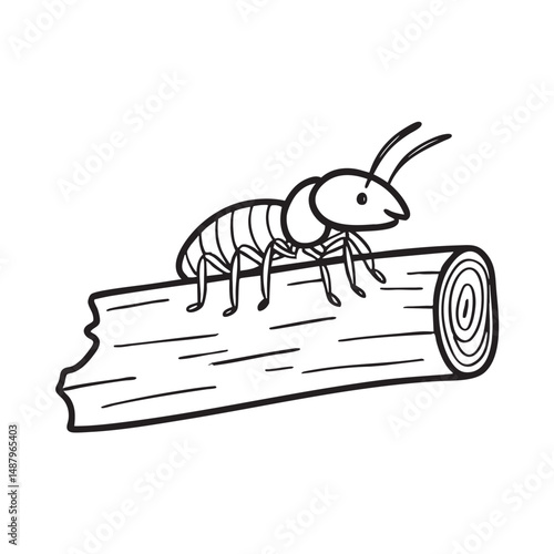 A termite crawling on a broken wooden plank