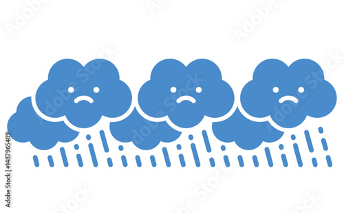線状降水帯の雨雲イラスト