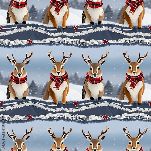 animals with scarves in wintry setting