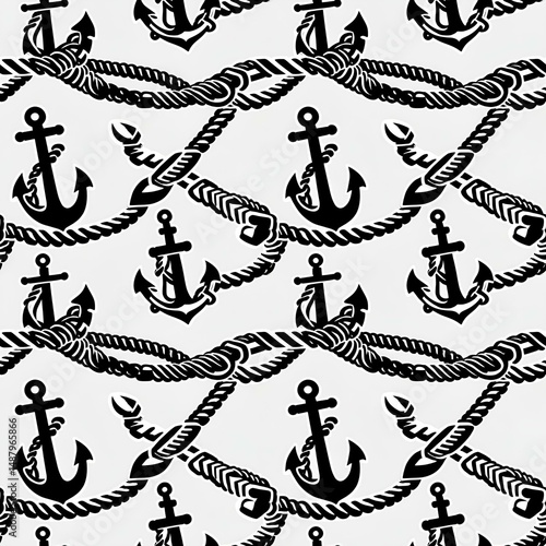 anchors and ropes in nautical style