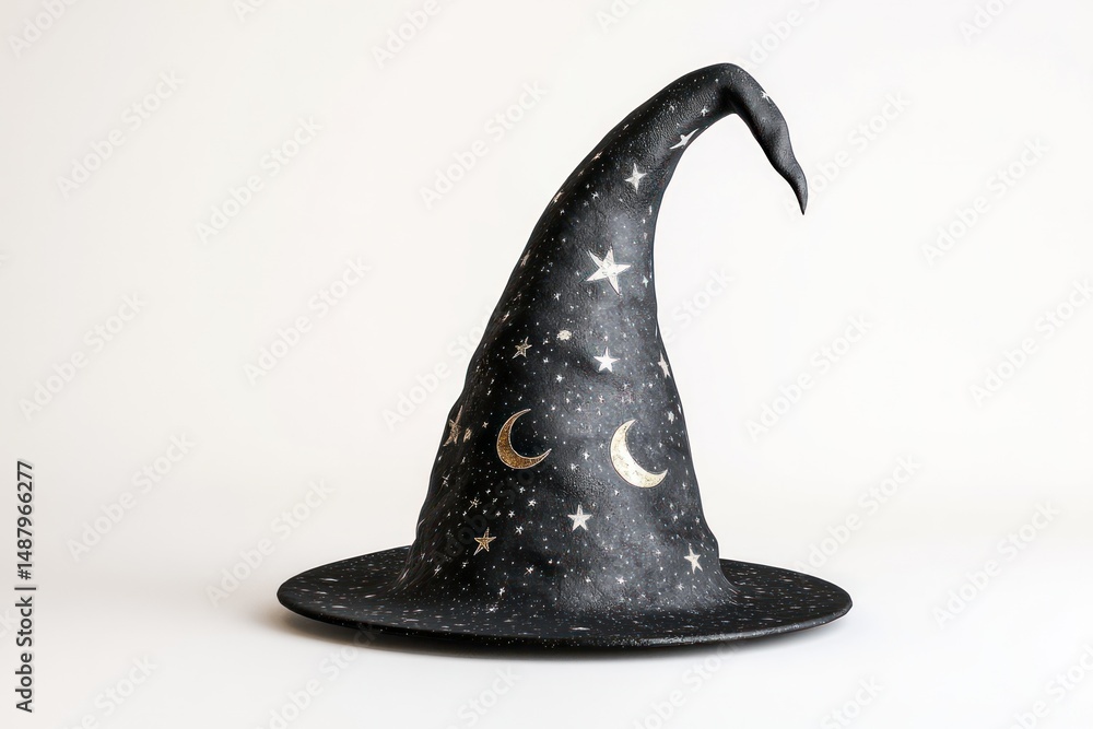 Black witch hat with stars and moons