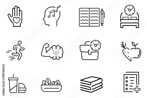 Life line icon set collection. Icons related to Balance, wellness, pulsation, cardio, routine, prospect, respiration, evolvement, fruition, lifebuoy, life etc. Vector illustration