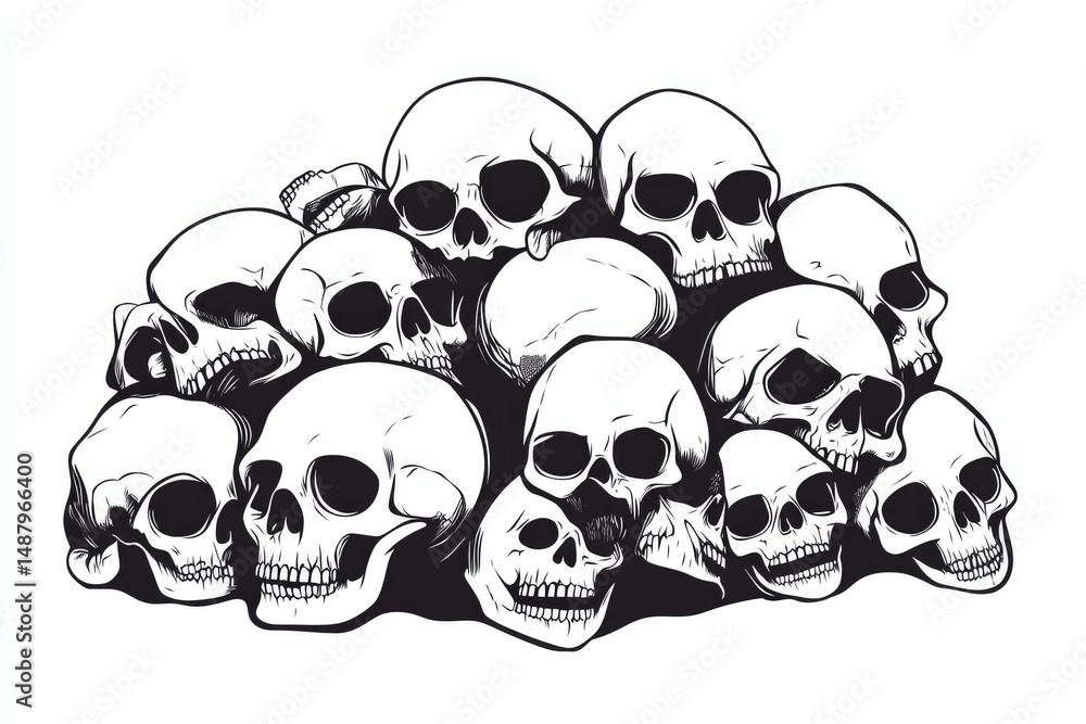 A collection of skulls in a dense pile. A collection of skulls in a dense pile.
