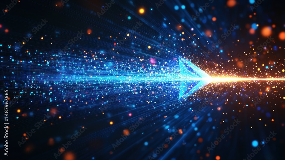 Fototapeta premium Abstract arrow of digital particles