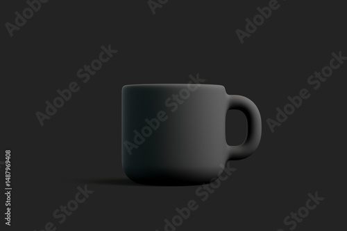 Minimal Black 3D Mug on Dark Background